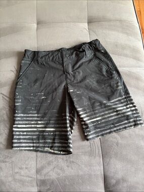 Boys Black Hybrid Board Shorts Striped Surf Swim Shorts Size XL 16